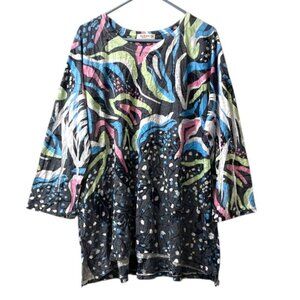 Jess & Jane Multicolor Abstract Printed Tunic Size 1X
